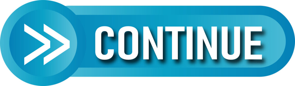 Modern arrow button labeled continue for user interface navigation isolated on transparent background