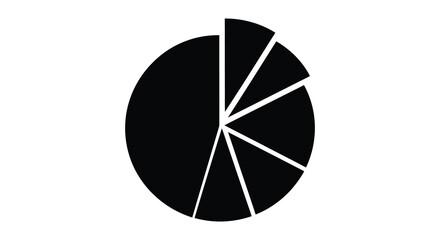 A black pie chart with five segments presented as a striking silhouette © AL-AMIN