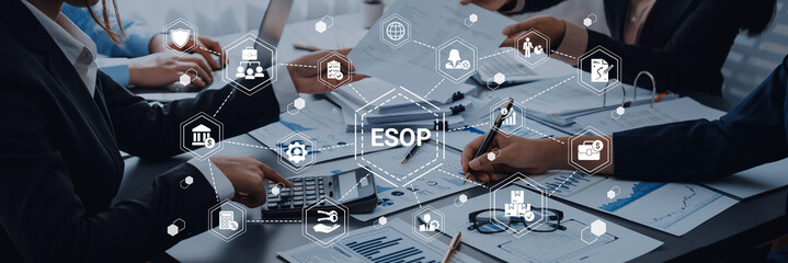 Fototapeta premium ESOP incentive system enhances employee growth program, reward structure, and engagement Parse