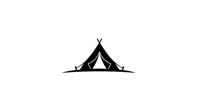 Black Tent Icon Isolated Symbol.