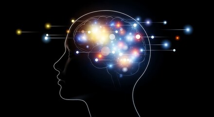 Obraz premium Human Brain with Glowing Neural Connections.