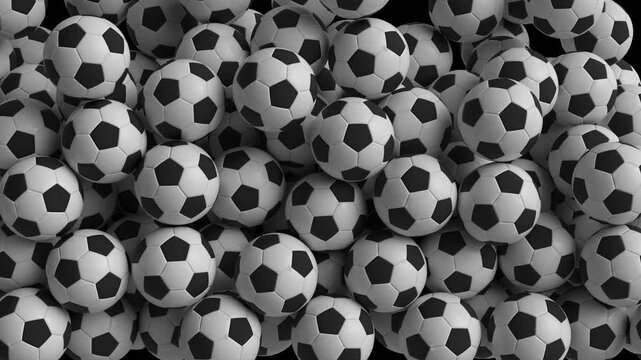 Soccer balls filling up space and falling down