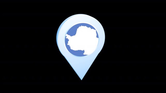 Antarctica Flag Location Pin Icon 3D Map Marker, Alpha Channel Included