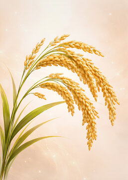 Golden Paddy Rice Abundance: Wealth and Prosperity Concept Art
