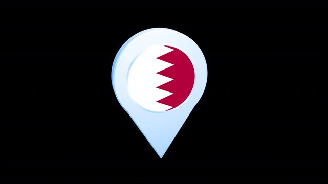 Bahrain Flag Location Pin Icon 3D Map Marker, Alpha Channel Included
