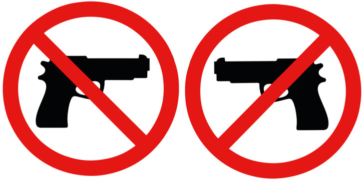 No guns allowed signs with red circle and line gun free zone 1