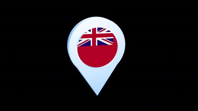 Bermuda Flag Location Pin Icon 3D Map Marker, Alpha Channel Included