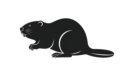 black beaver silhouette, rodent animal icon © Md Shohel rana