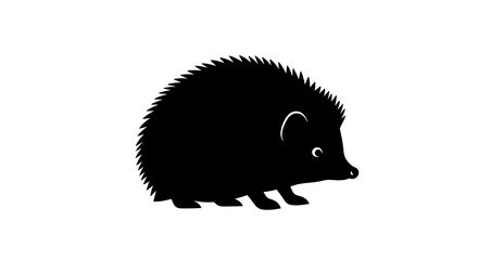 black hedgehog silhouette walking on white background © Md Shohel rana