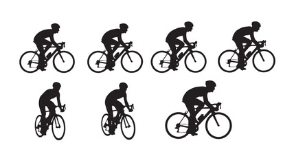 Obraz premium Vector graphic illustration of cyclists in motion with bicycles