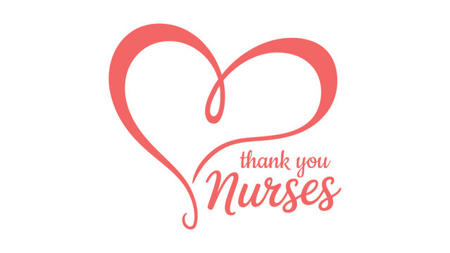 Thank You Nurses elegant heart line typography design with minimal red stroke healthcare appreciation vector illustration