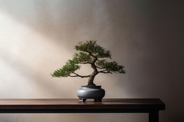 Fototapeta premium photo of a bonsai tree in the room.