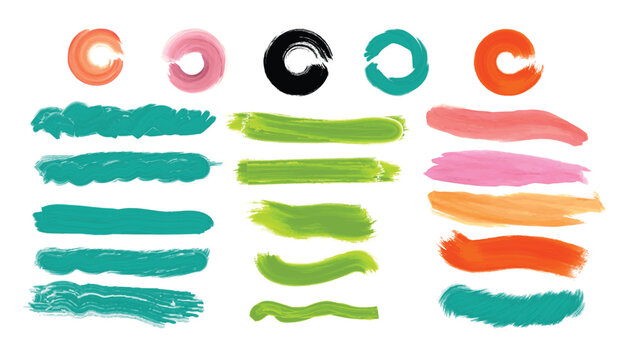 Colorful makeup brush strokes, vibrant cosmetic swatches, beauty product samples, vector illustration