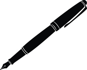 Naklejka premium Black Fountain Pen on White Background