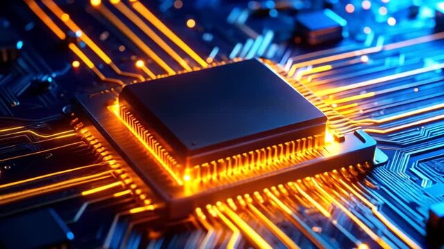 Futuristic Microchip Circuit Board Technology Innovation