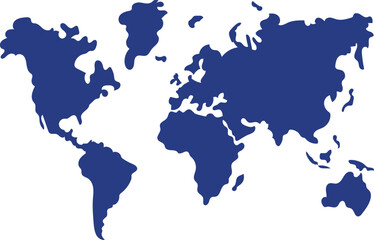 Fototapeta premium Dark Blue Navy World Map Silhouette Flat Design Vector Illustration 