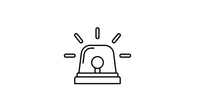 Simple emergency siren or flasher light icon in black line art represents an alert for police, fire, or medical response services.