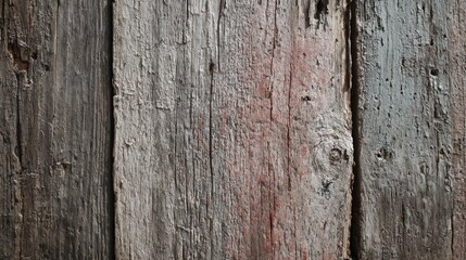 Fototapeta premium Close up of old weathered wood planks, cracks and paint, natural worn texture, muted tones, high detail, evenly lit, rustic industrial background