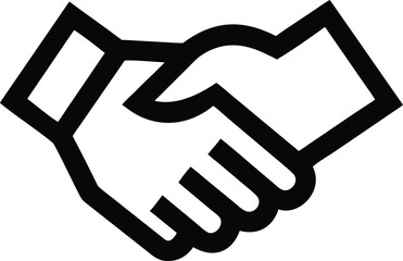 Obraz premium Black line of two hands shaking palms handshake