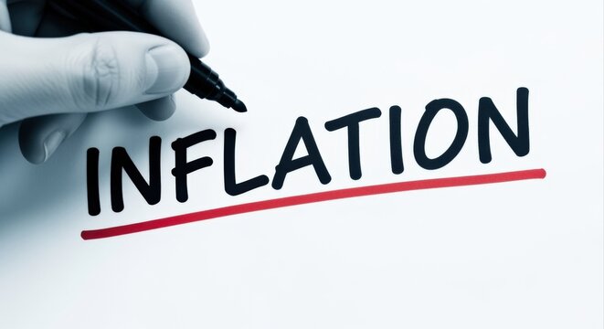 Hand writing the word Inflation with a red underline on a white background, symbolizing economic concerns and financial instability.