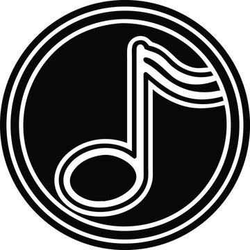 Black and white of a musical eighth note sign