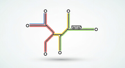 Colorful Subway Map Illustration with Train on Yellow Line. © yari