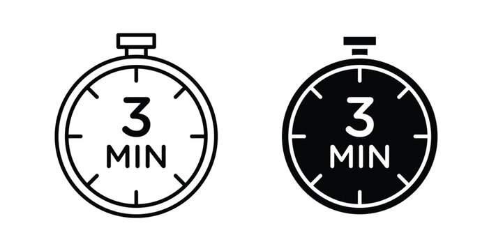 3 minutes icon pack flat black, Editable line icons