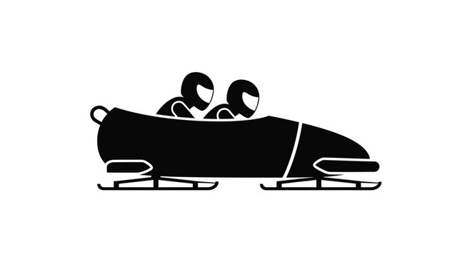 Iconic silhouette illustration of a two-person bobsled team competing in a thrilling winter sports event.