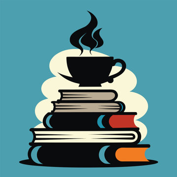 silhouette of a neat stack of storybooks with a te (1)(2)