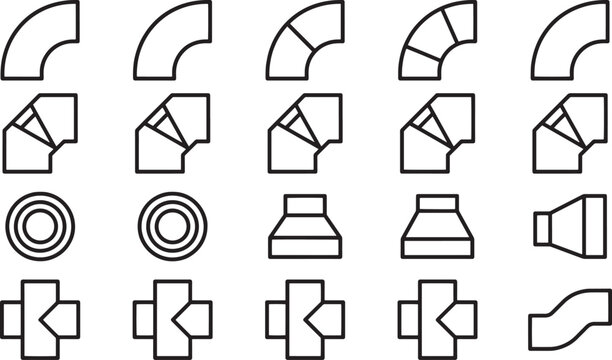 A schematic illustration of diverse pipe fittings, emphasizing technical precision and design versatility for various applications. 