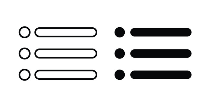 Bulleted list icon pack flat black, Editable line icons