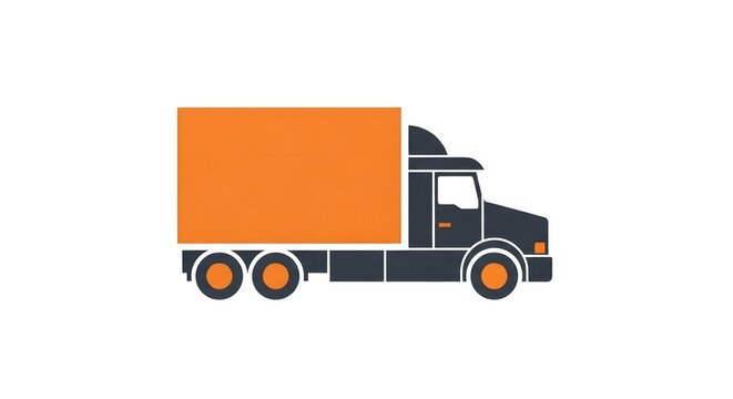 Minimalistic vector illustration of an orange delivery truck