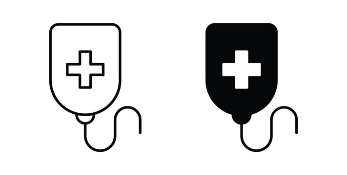 Chemotherapy icon pack flat black, Editable line icons
