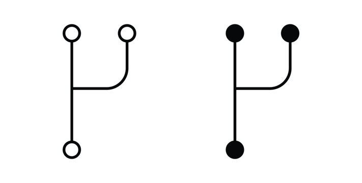 Code branch icon pack flat black, Editable line icons