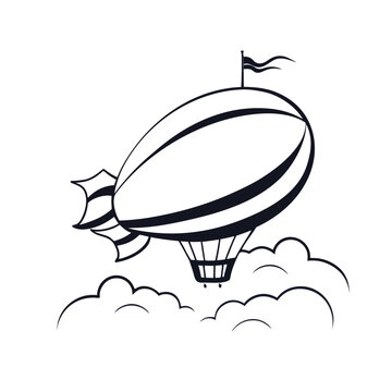 silhouette of a large hot air balloon floating amo (2)