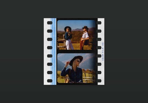 Analog Film Frame Template, Vintage Photo Border Overlay Mockup & Retro Photo Collage