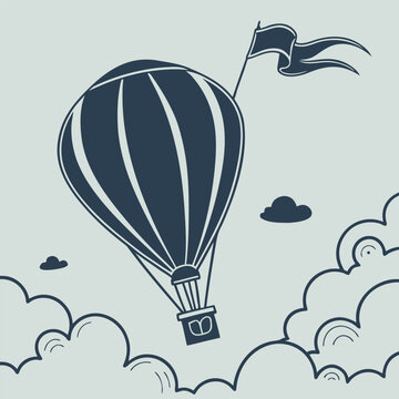 silhouette of a large hot air balloon floating amo (1)(3)
