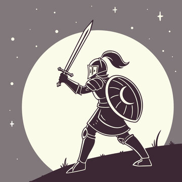 silhouette of a knight holding a sword and shield (2)