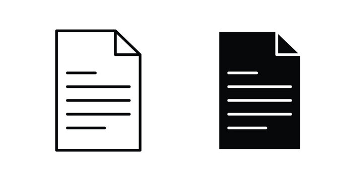 Document icon pack flat black, Editable line icons