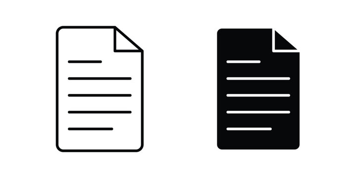 Document icon pack flat black, Editable line icons