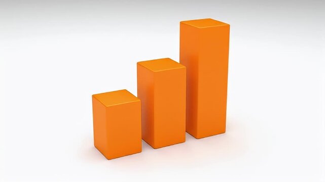 Orange Bar Chart Growing Upward on White Background