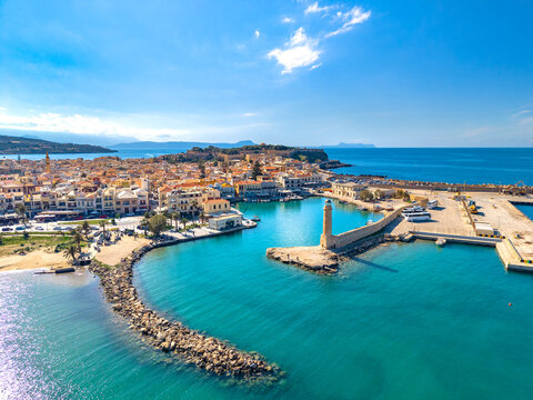Rethimno city with the fortress of Fortezza, Crete, Greece.