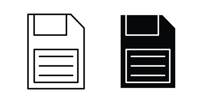 Floppy disk icon pack flat black, Editable line icons