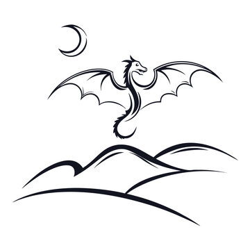 silhouette of a friendly dragon flying over rollin (2)
