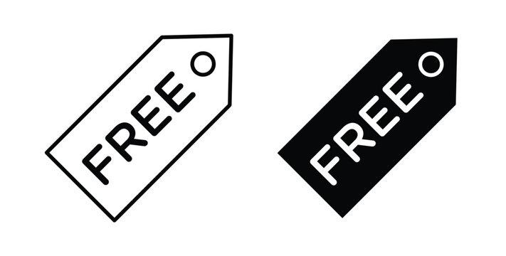 Free tag icon pack flat black, Editable line icons