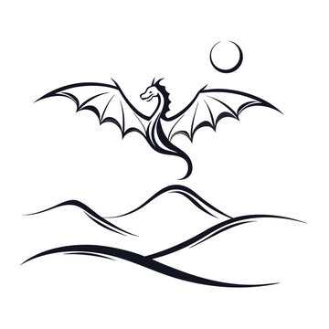 silhouette of a friendly dragon flying over rollin (2)(5)