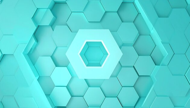 A teal-colored hexagonal pattern with a central glowing design