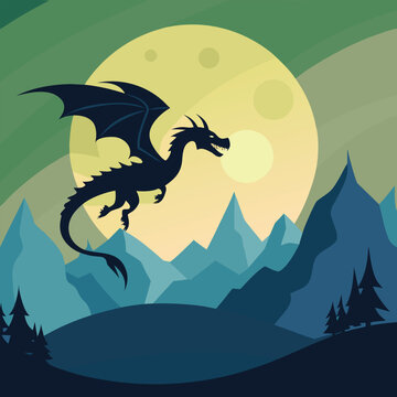 silhouette of a friendly dragon flying over rollin (2)(3)