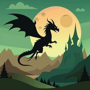 silhouette of a friendly dragon flying over rollin (2)(2)
