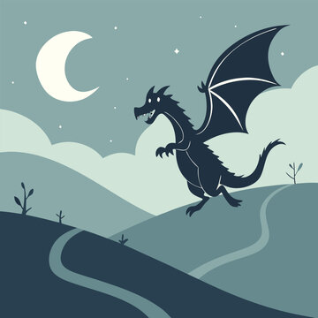 silhouette of a friendly dragon flying over rollin (1)(6)